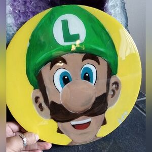 Luigi cartoon nintendo character hand painted original art smash Brothers super